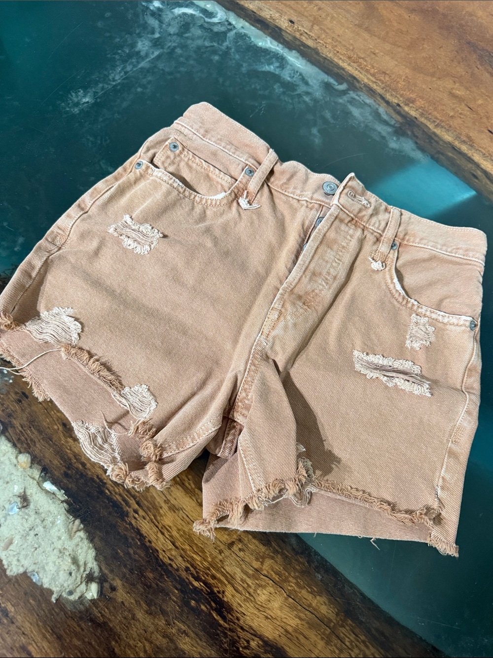 We The Free Brand Hi-Rise Distressed Denim Shorts